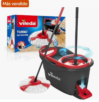 Vileda Turbo Juego de Cubo de fregona para Suelos giratoria con Pedal